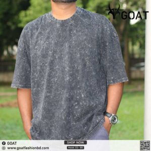 Men’s Vintage Acid Washed Oversized T-Shirt - Black | DS-001